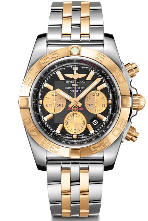 breitling chronomat stainless steel and gold black dial|Breitling Chronomat evolution gold.